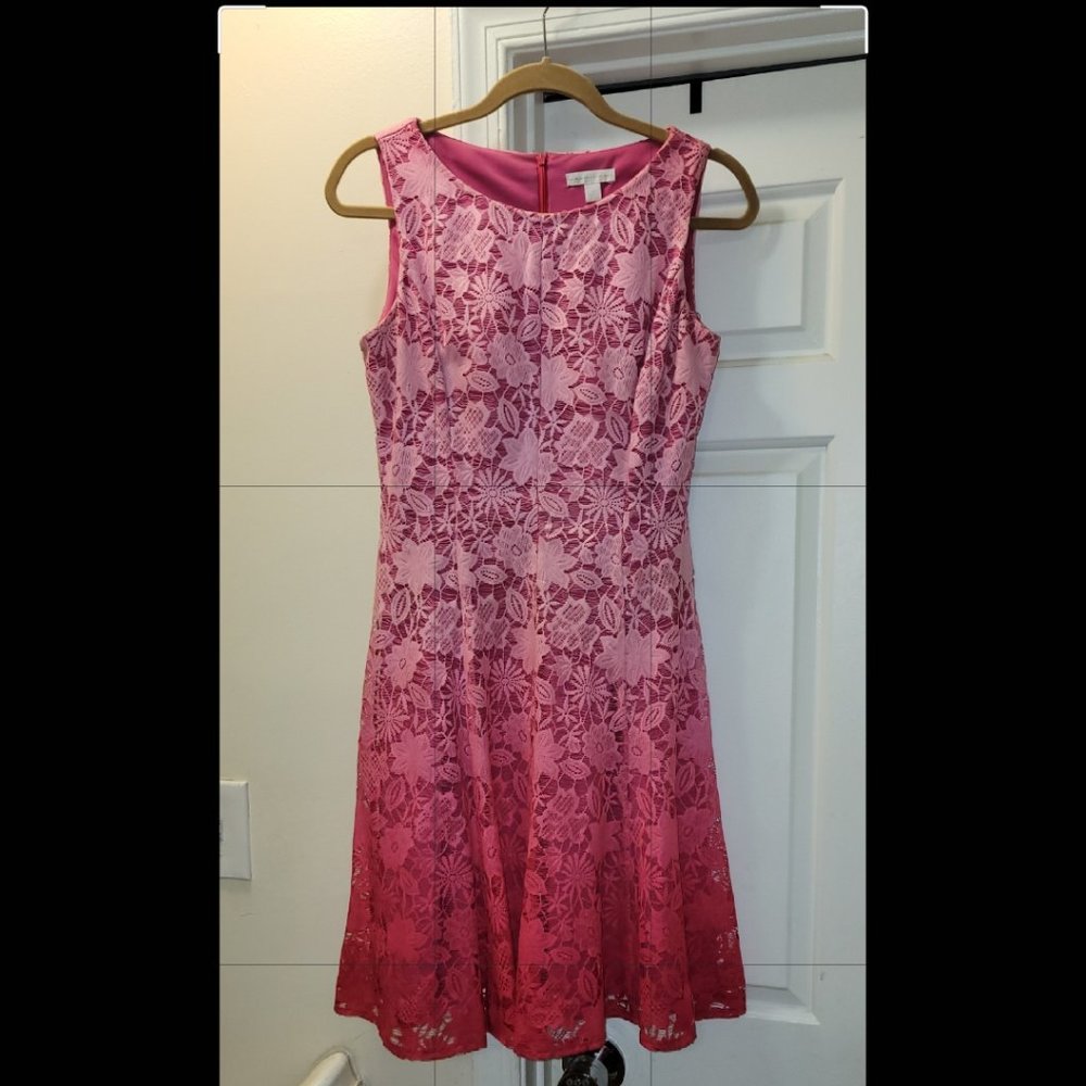 Pink ombre floral lace dress